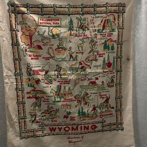 Vintage Wyoming 40s/50s Souvenir Tablecloth or Wall Hanging